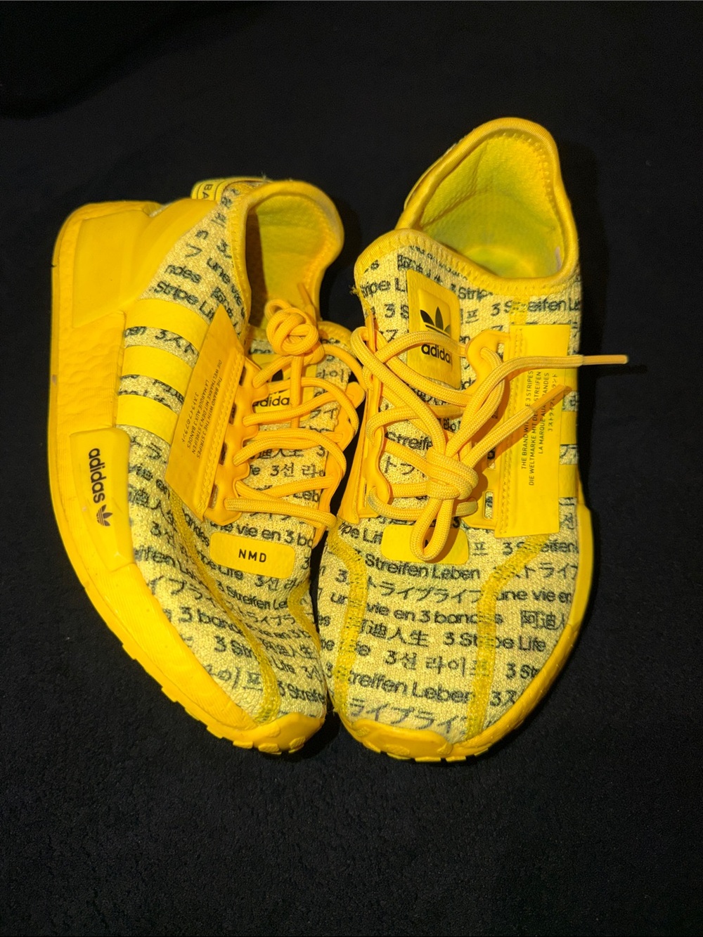Adidas Yellow NMD Text-Print Sneakers